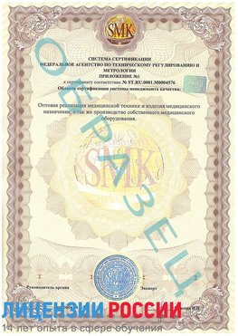 Образец сертификата соответствия (приложение) Узловая Сертификат ISO 13485